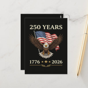 250 Years 1776 2026 Eagle American Flag Postcard