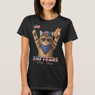 250 Years 1776 2026 Funny Cat Lover Usa Flag 4th T-Shirt