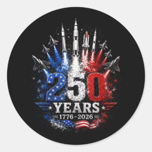 250 Years 1776–2026 Patriotic Sky Celebration Free Classic Round Sticker