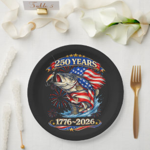 250 Years 1776-2026 Trout Fishing Paper Plate