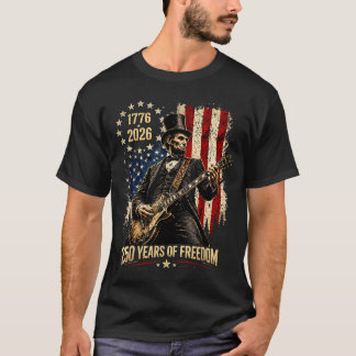 250 Years 1776-2026 Usa Flag Abe Lincoln Playing T-Shirt