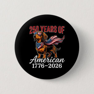 250 Years 1776–2026 Usa Flag Dog Dachshund 4th Of 6 Cm Round Badge