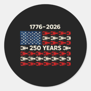 250 Years 1776-2026 Vintage USA Flag Crawfish Boil Classic Round Sticker