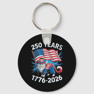 250 Years 250th Anniversary 1776-2026 Funny Cat Key Ring
