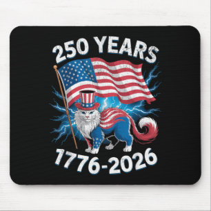 250 Years 250th Anniversary 1776-2026 Funny Cat Mouse Pad