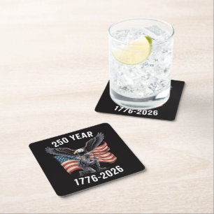 250 Years 250th Anniversary USA 4th July Square Paper Coaster