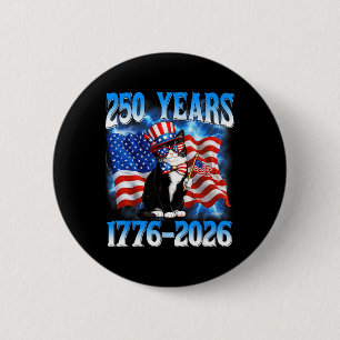 250 Years 250th Anniversary Usa Cat American Flag 6 Cm Round Badge