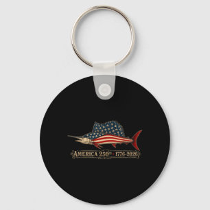250 Years Aamerica 1776 2026 Fishing Usa Flag Key Ring