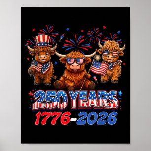 250 Years Aamerica Anniversary Cow 4th July Poster
