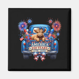 250 Years Aamerica Anniversary Highland Cow Magnet
