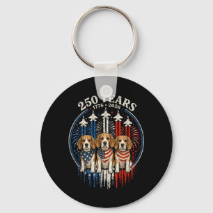 250 Years Aamerica Beagle Patriotic Usa Dom 4th Of Key Ring