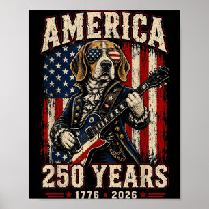 250 Years Aamerica Beagle Patriotic Usa Dom 4th Of Poster