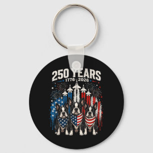 250 Years Aamerica Boston Terrier Dog Patriotic Key Ring