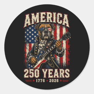 250 Years Aamerica Boxer Dog Patriotic Usa 4th Of Classic Round Sticker