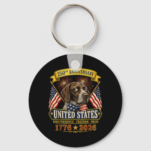 250 Years Aamerica German Shorthaired Pointer Usa Key Ring