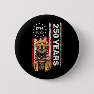 250 Years Aamerica Golden Retriever Patriotic Usa 6 Cm Round Badge
