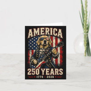 250 Years Aamerica Golden Retriever Patriotic Usa Card