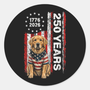 250 Years Aamerica Golden Retriever Patriotic Usa Classic Round Sticker