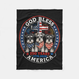 250 Years Aamerica Miniature Schnauzer Usa 4th Of Fleece Blanket