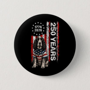 250 Years Aamerica Springer Spaniel Dog Usa 4th Of 6 Cm Round Badge