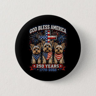 250 Years Aamerica Yorkshire Terrier Usa Dom 4th 6 Cm Round Badge