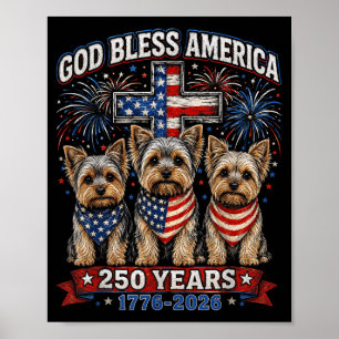 250 Years Aamerica Yorkshire Terrier Usa Dom 4th Poster