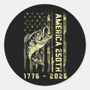 250 Years Aamerican 1776 2026 Fishing Usa Flag Classic Round Sticker