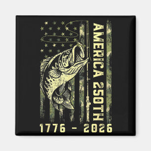250 Years Aamerican 1776 2026 Fishing Usa Flag Magnet