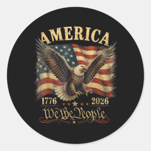 250 Years Aamerican Anniversary 1776-2026 Usa Flag Classic Round Sticker