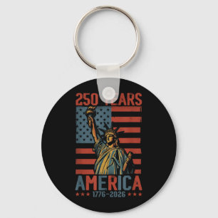 250 Years America 1776-2026 Flag Statue of Liberty Key Ring