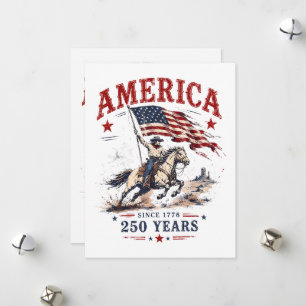 250 Years America 1776 2026 Patriotic Cowboy Holiday Card