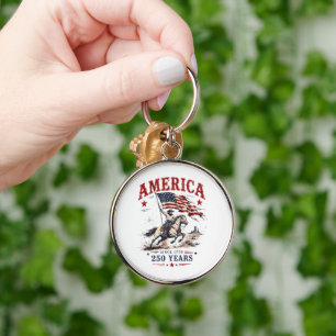 250 Years America 1776 2026 Patriotic Cowboy  Key Ring
