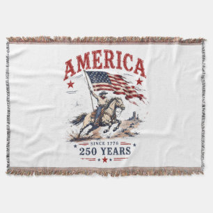 250 Years America 1776 2026 Patriotic Cowboy Throw Blanket