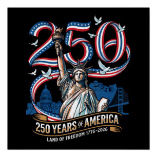 250 Years America Anniversary 1776 2026 Poster