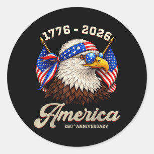 250 Years America Anniversary 1776 Bald Eagle Classic Round Sticker