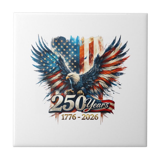 250 Years America Anniversary 250th Independence D Ceramic Tile (Front)
