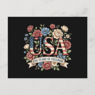 250 Years America Anniversary Flowers USA 250th Bi Enclosure Card