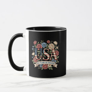 250 Years America Anniversary Flowers USA 250th Bi Mug