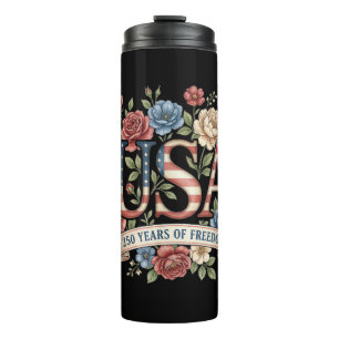 250 Years America Anniversary Flowers USA 250th Bi Thermal Tumbler