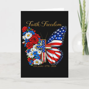 250 Years America Faith Cross Us Butterfly Christi Card