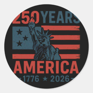 250 Years America Statue Of Liberty Proud Usa Flag Classic Round Sticker