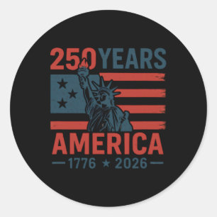 250 Years America Statue Of Liberty Proud Usa Flag Classic Round Sticker