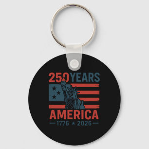 250 Years America Statue Of Liberty Proud Usa Flag Key Ring