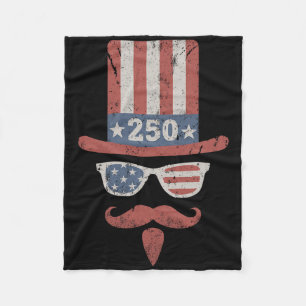 250 Years America Uncle Sam Funny Patriotic Fleece Blanket