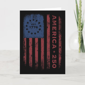250 Years America Vintage Historical Us Flag  Card