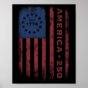 250 Years America Vintage Historical Us Flag Poster