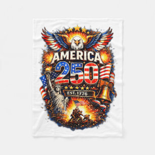 250 Years American 1776 2026 250th USA Birthday Fleece Blanket