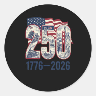 250 Years American 1776 2026 250th Usa Patriotic 4 Classic Round Sticker
