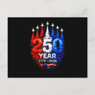 250 Years American 1776 2026 250th USA Patriotic 4 Holiday Postcard