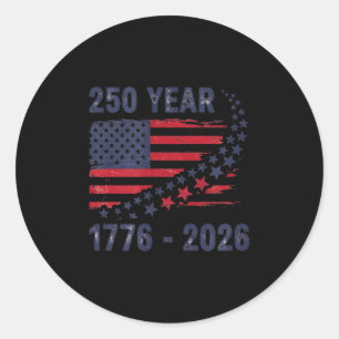 250 years american 1776 2026 250th usa patriotic classic round sticker